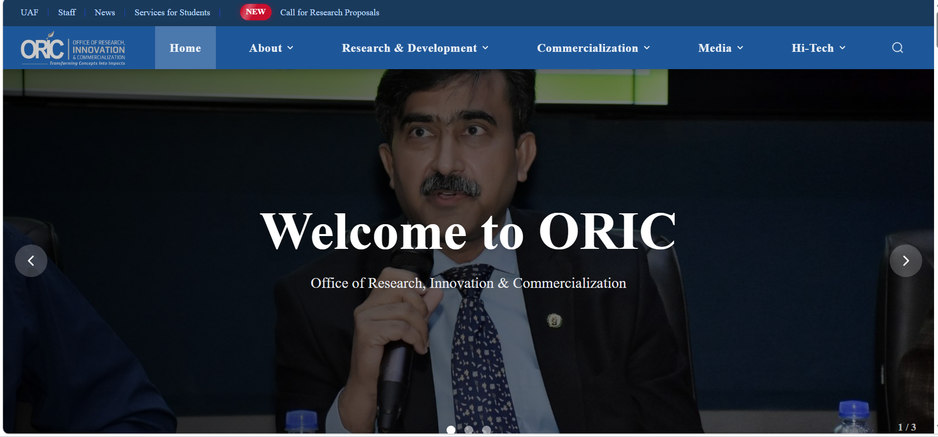 ORIC UAF website screenshot